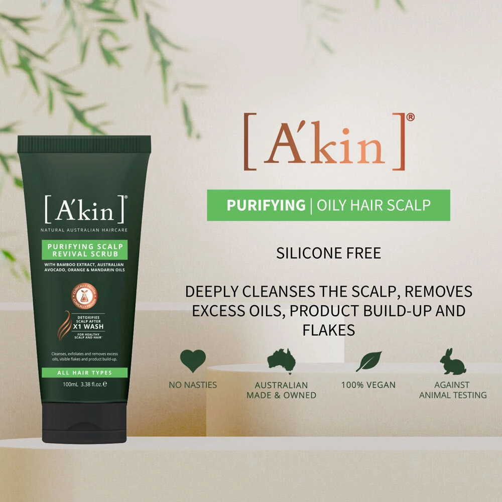 A'Kin Purifying Scalp Revival Scrub With Bamboo Extract, Australian Avocado, Orange & Mandarin Oils 100ml
