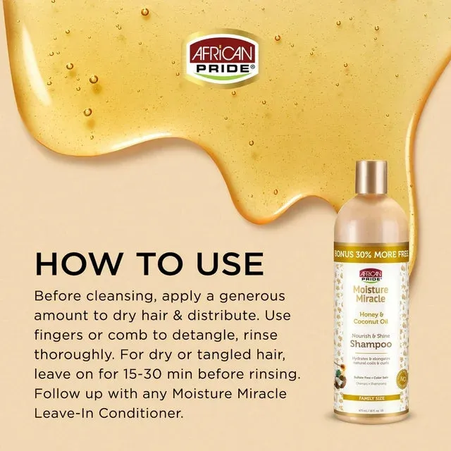 African Pride Moisture Miracle Honey & Coconut Oil Sulfate-Free Shampoo - 16 oz