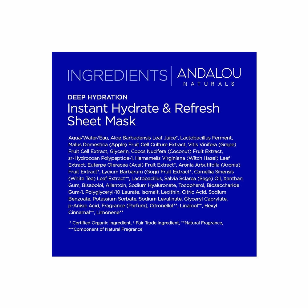 Andalou Naturals Instant Hydrate & Refresh Hydro Serum Facial Mask 18ml