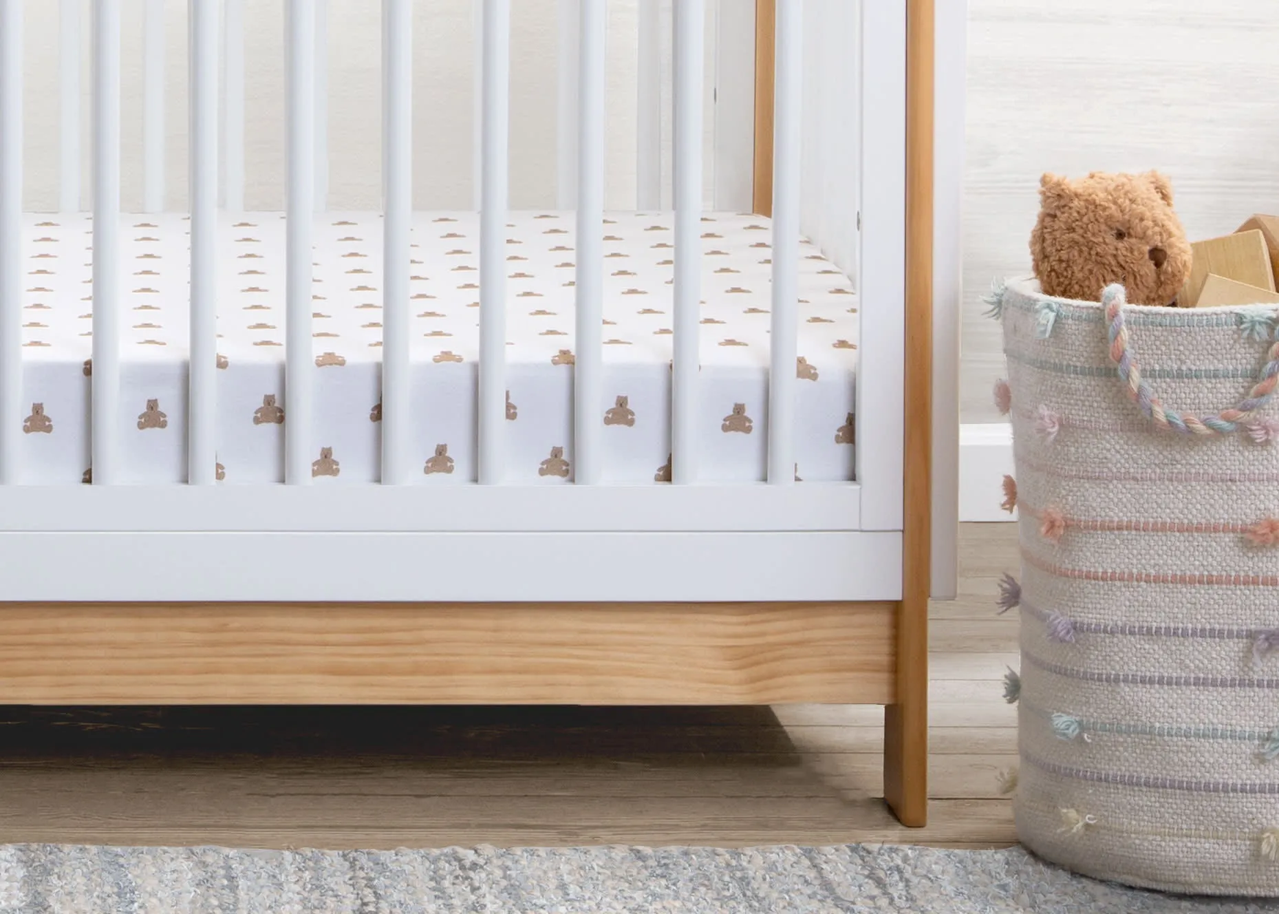 babyGap Tan Teddy Bears & Stripes 100% Organic Cotton Crib Sheets - 2 Pack