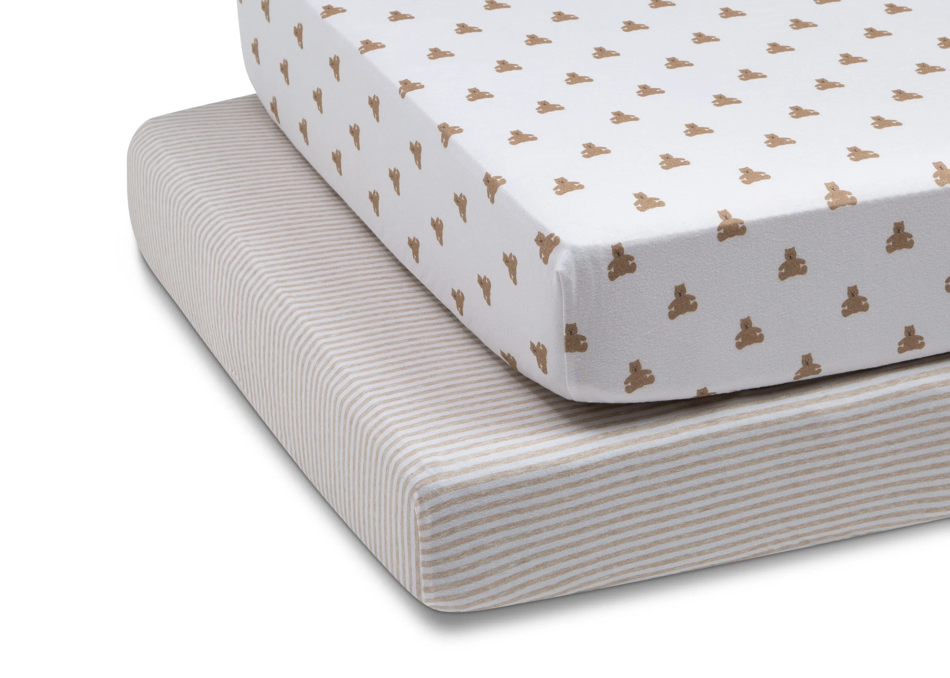 babyGap Tan Teddy Bears & Stripes 100% Organic Cotton Crib Sheets - 2 Pack