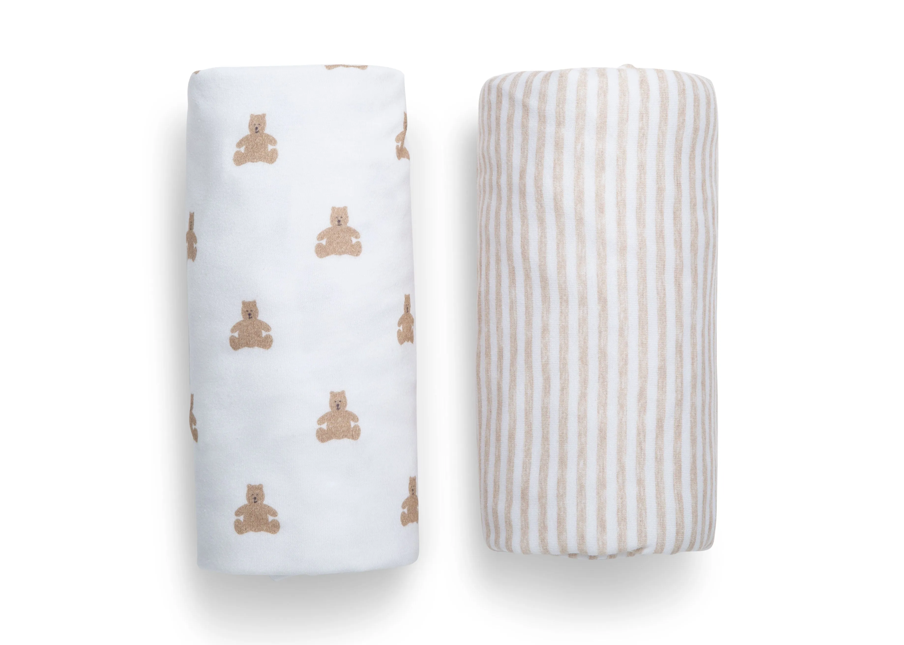 babyGap Tan Teddy Bears & Stripes 100% Organic Cotton Crib Sheets - 2 Pack
