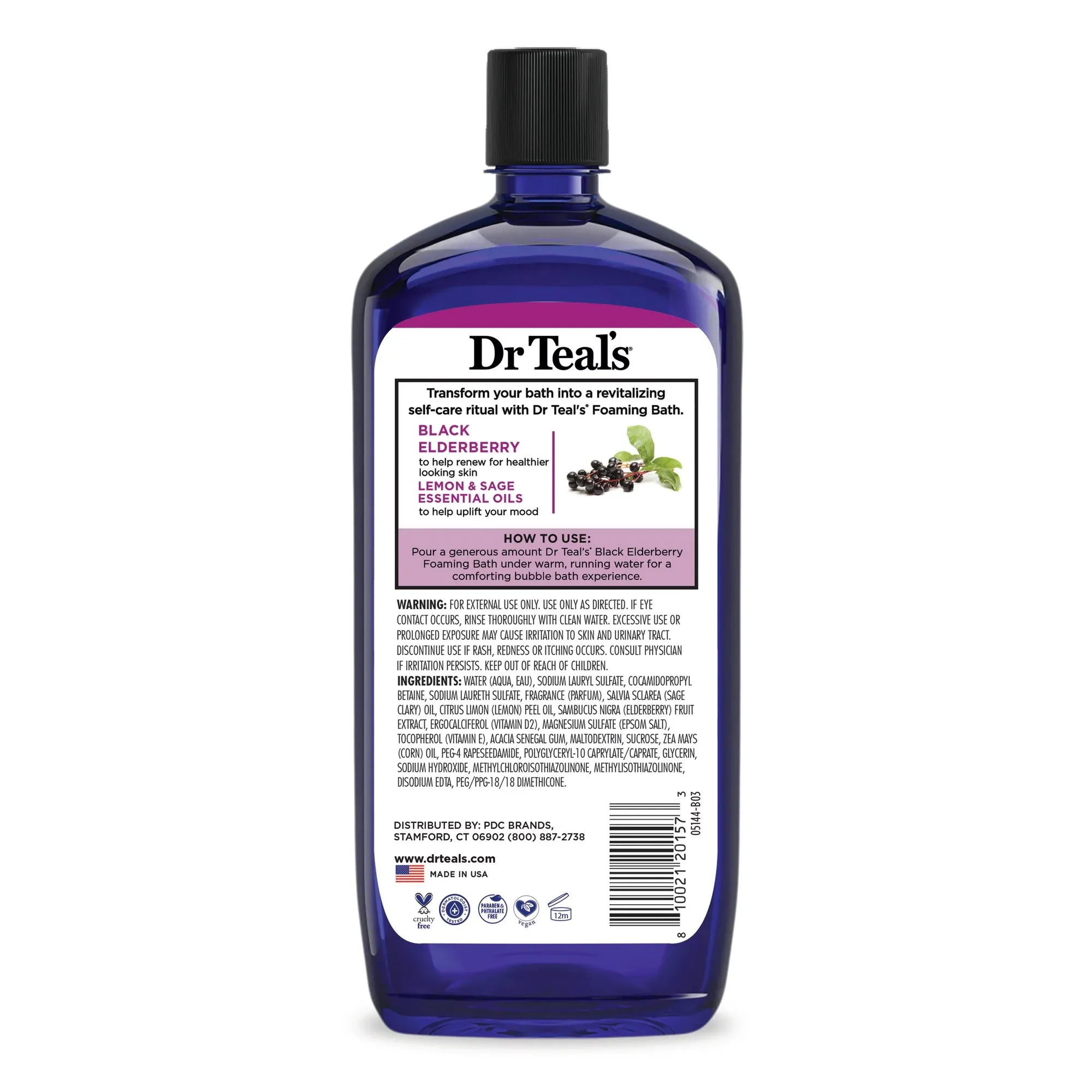 Dr. Teal's Foaming Bath with Pure Epsom Salt Black Elderberry Vitamin D Essential Oils- 34oz
