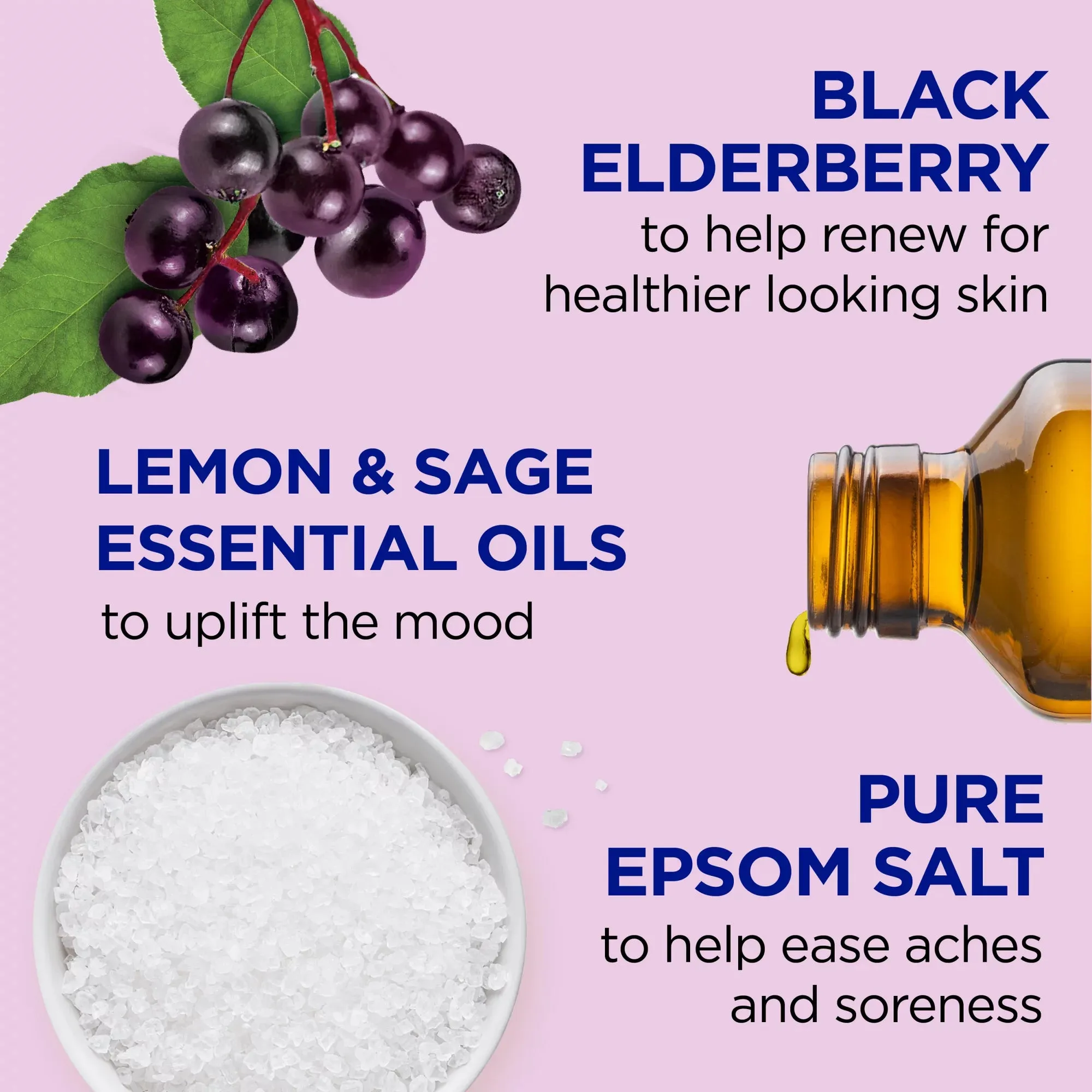 Dr. Teal's Foaming Bath with Pure Epsom Salt Black Elderberry Vitamin D Essential Oils- 34oz