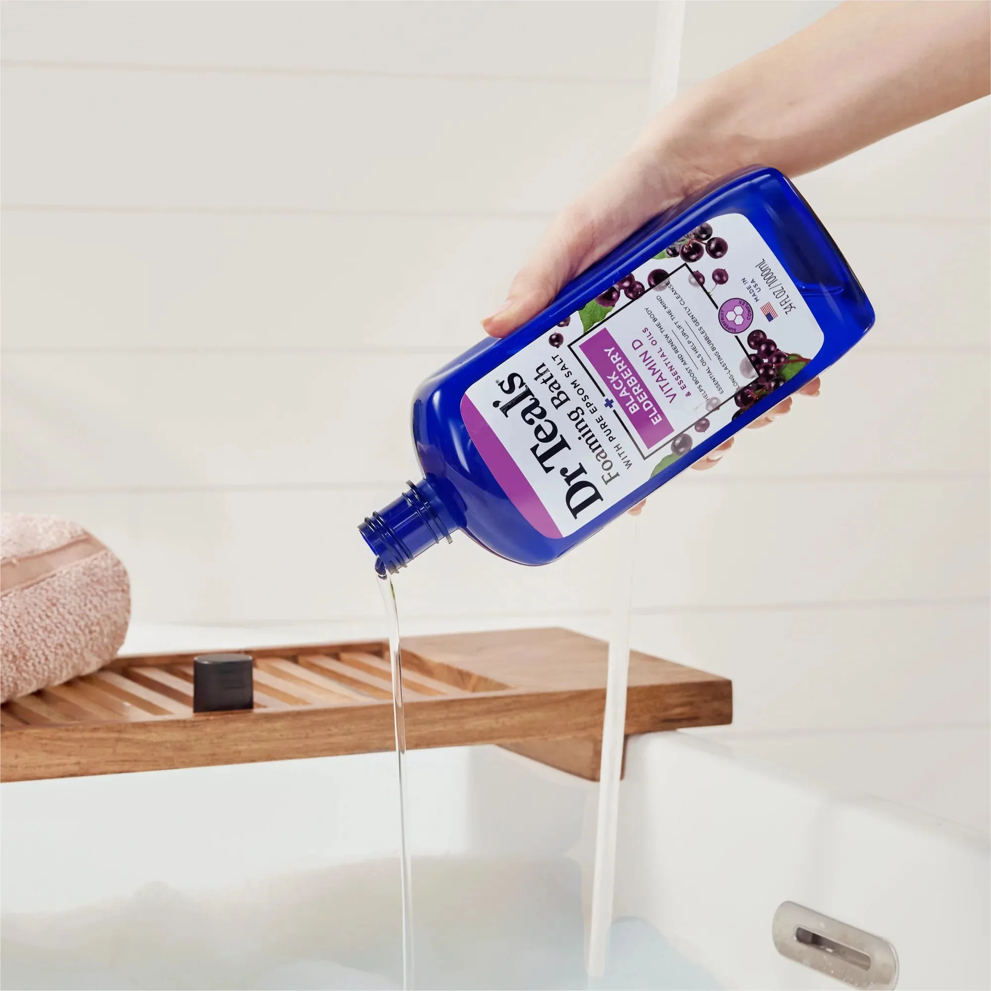 Dr. Teal's Foaming Bath with Pure Epsom Salt Black Elderberry Vitamin D Essential Oils- 34oz