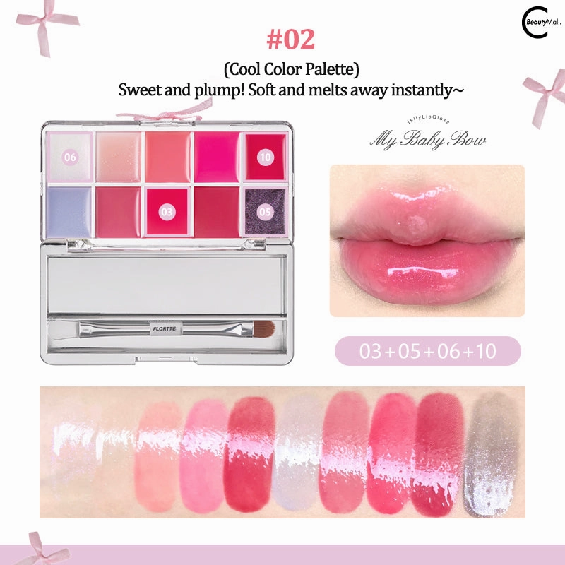 FLORTTE Princess Heart Series Ten-Color Lip Tint Palette