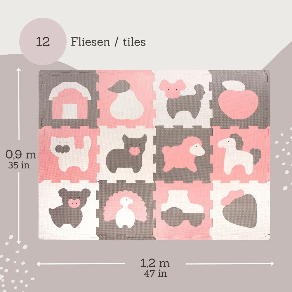 Hakuna Matte Farm-Themed Baby Play Mat - 47x35", 12 Foam Tiles