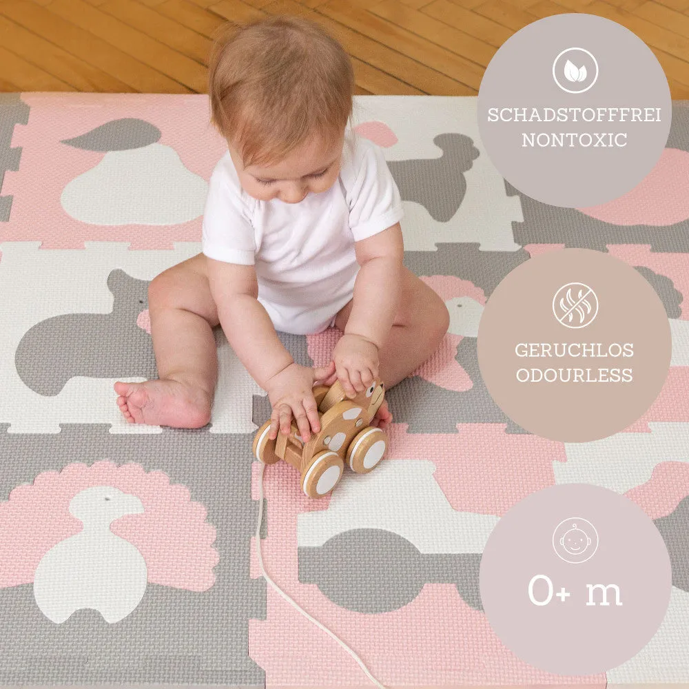 Hakuna Matte Farm-Themed Baby Play Mat - 47x35", 12 Foam Tiles