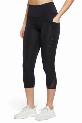 Jenny Side Pocket Mid Calf Capri - Black