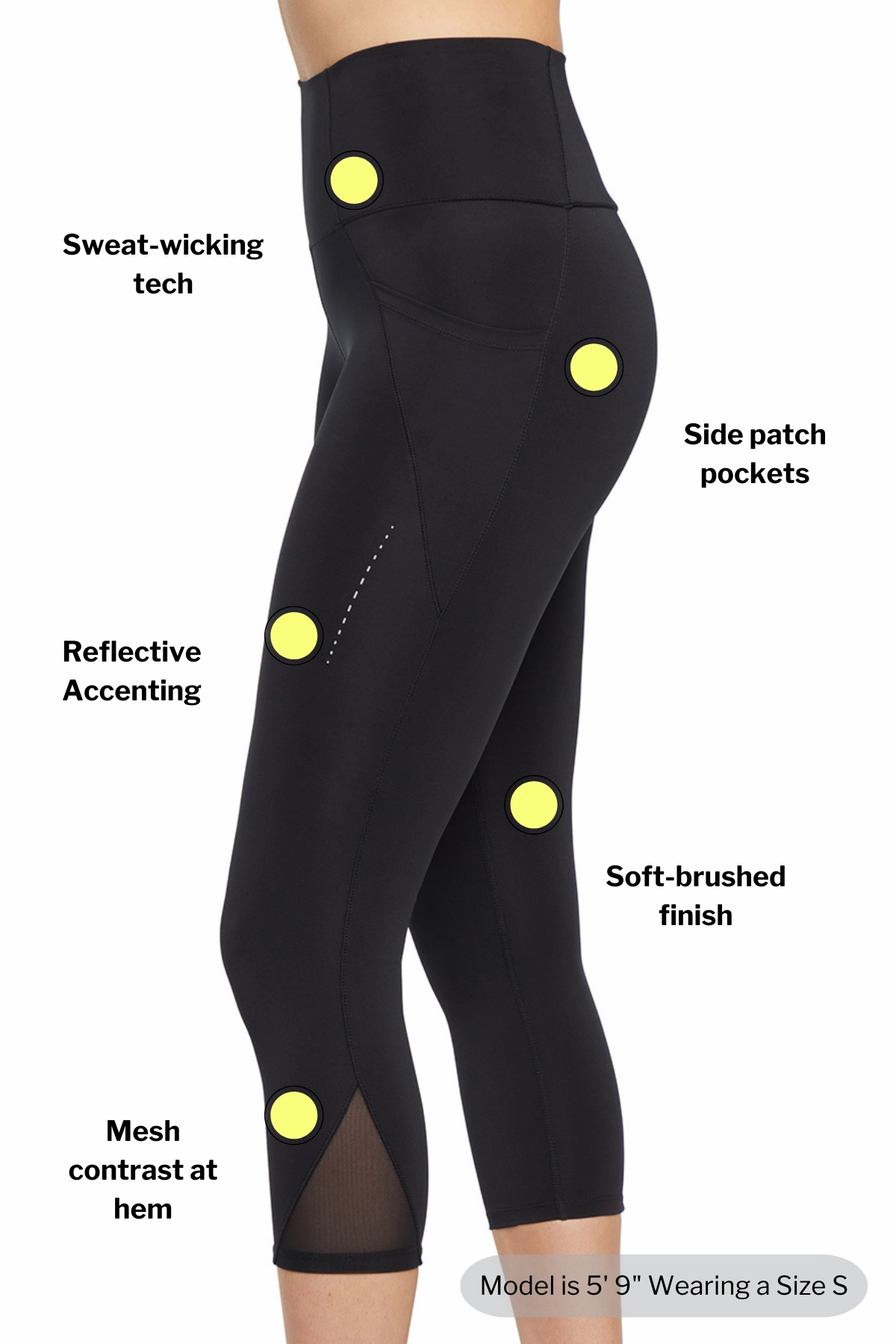 Jenny Side Pocket Mid Calf Capri - Black