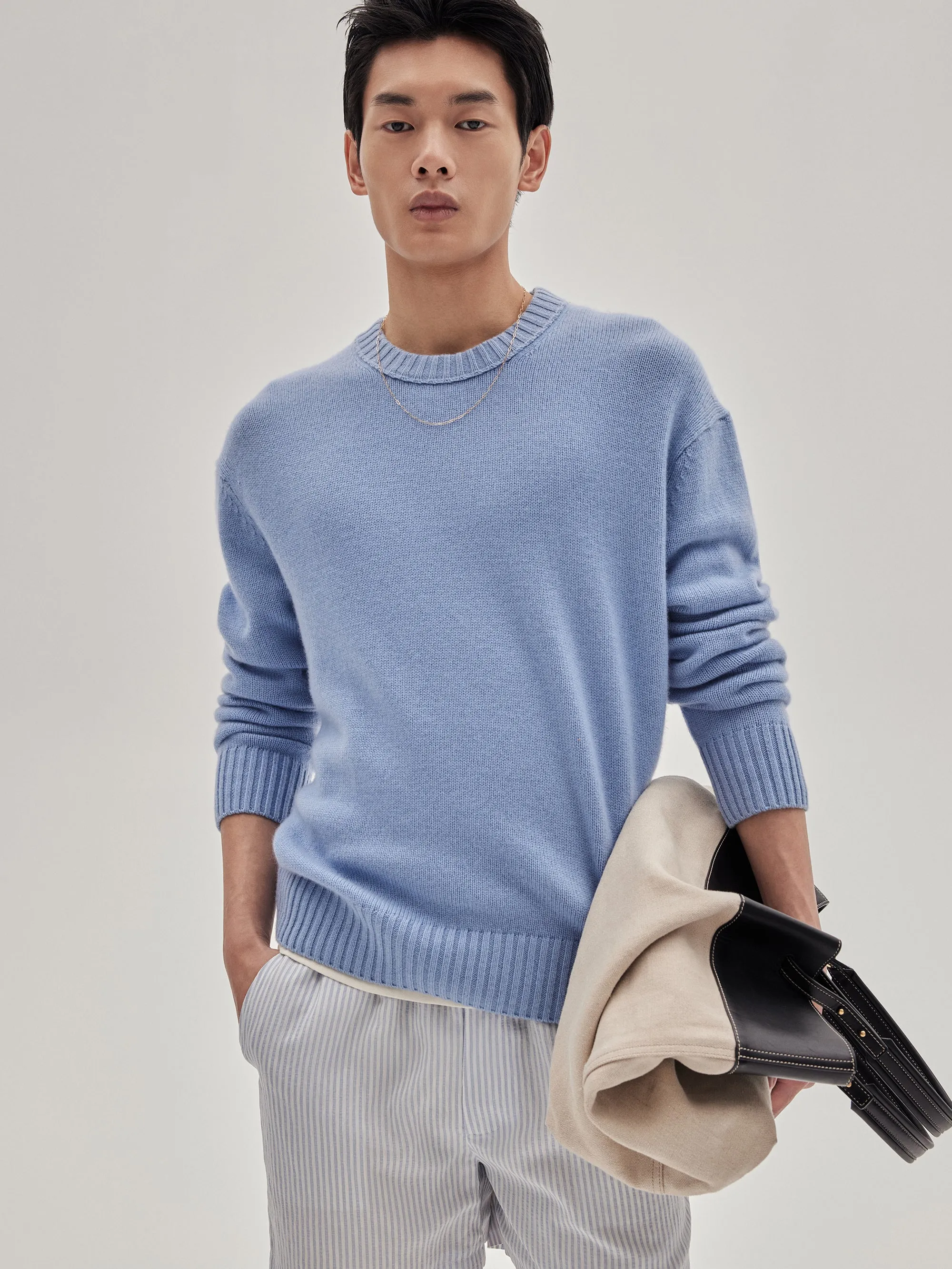 Light Weight Cashmere Crewneck -- Baby Blue