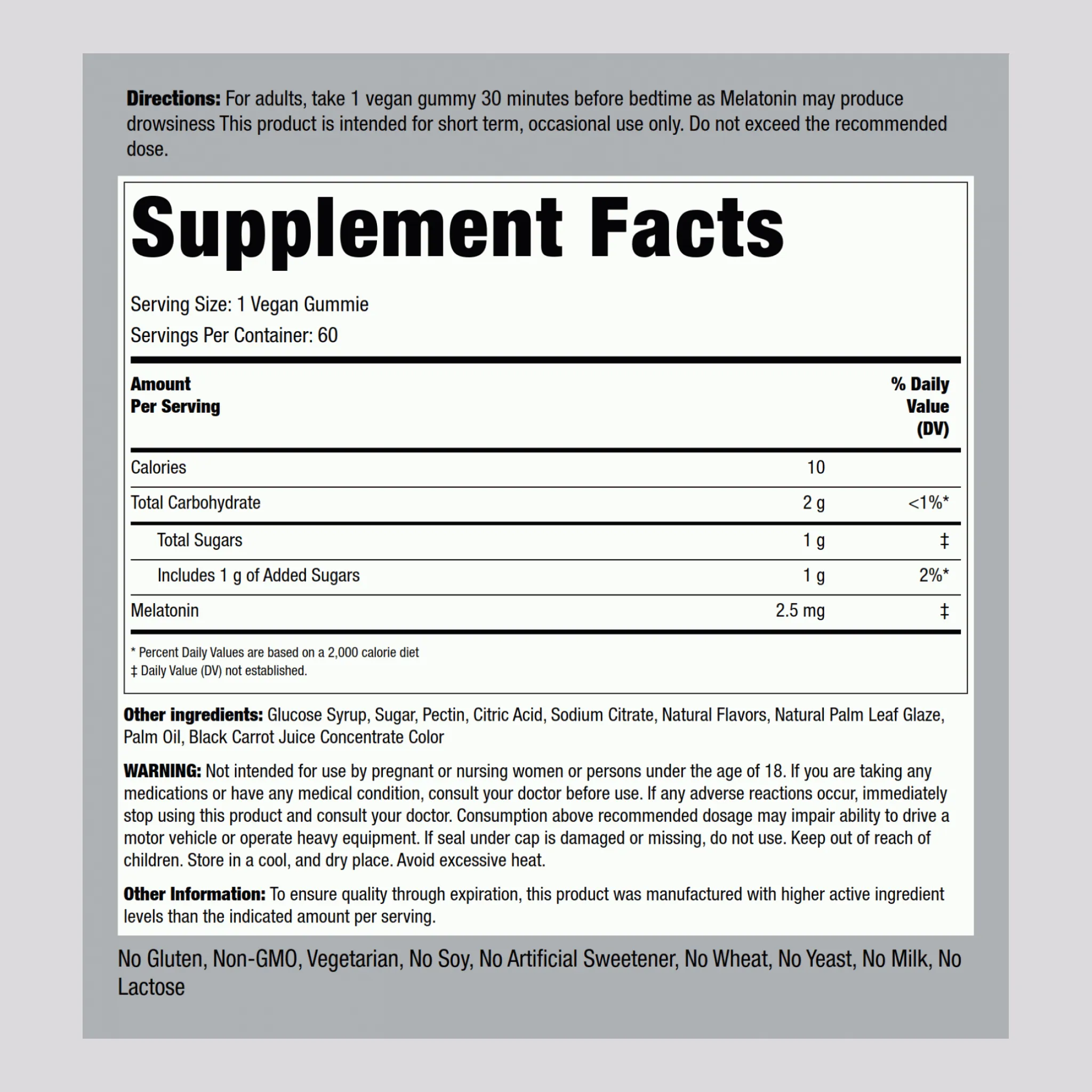 Melatonin (Delicious Strawberry), 2.5 mg, 60 Vegan Gummies, 2  Bottles