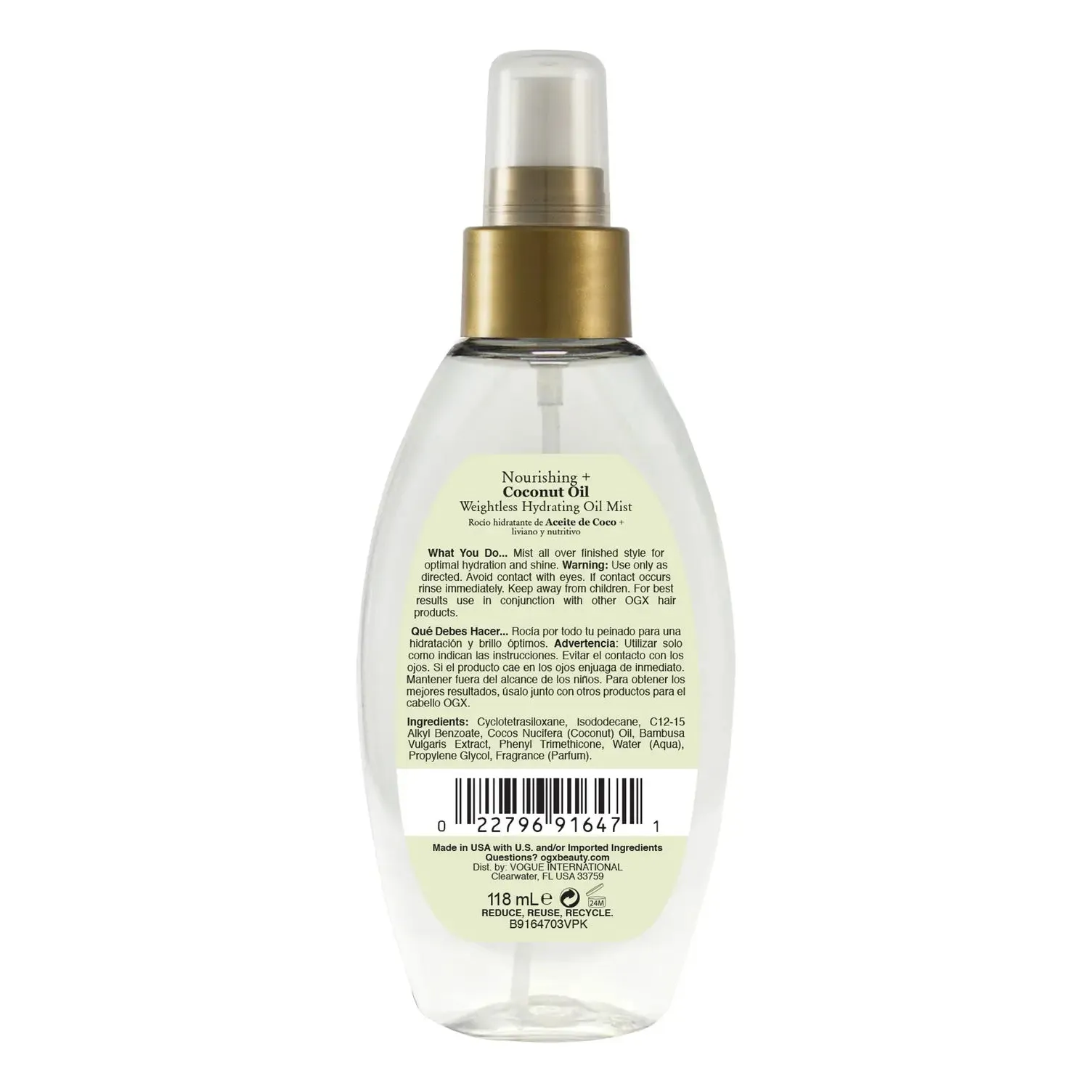 OGX Nourishing   Coconut Oil Weightless Hydrating Oil Mist - 4 oz