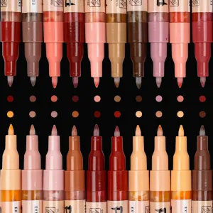 Pintar Skin Tone Acrylic Paint Markers - Extra Fine Tip 0.7mm, 20 Pack