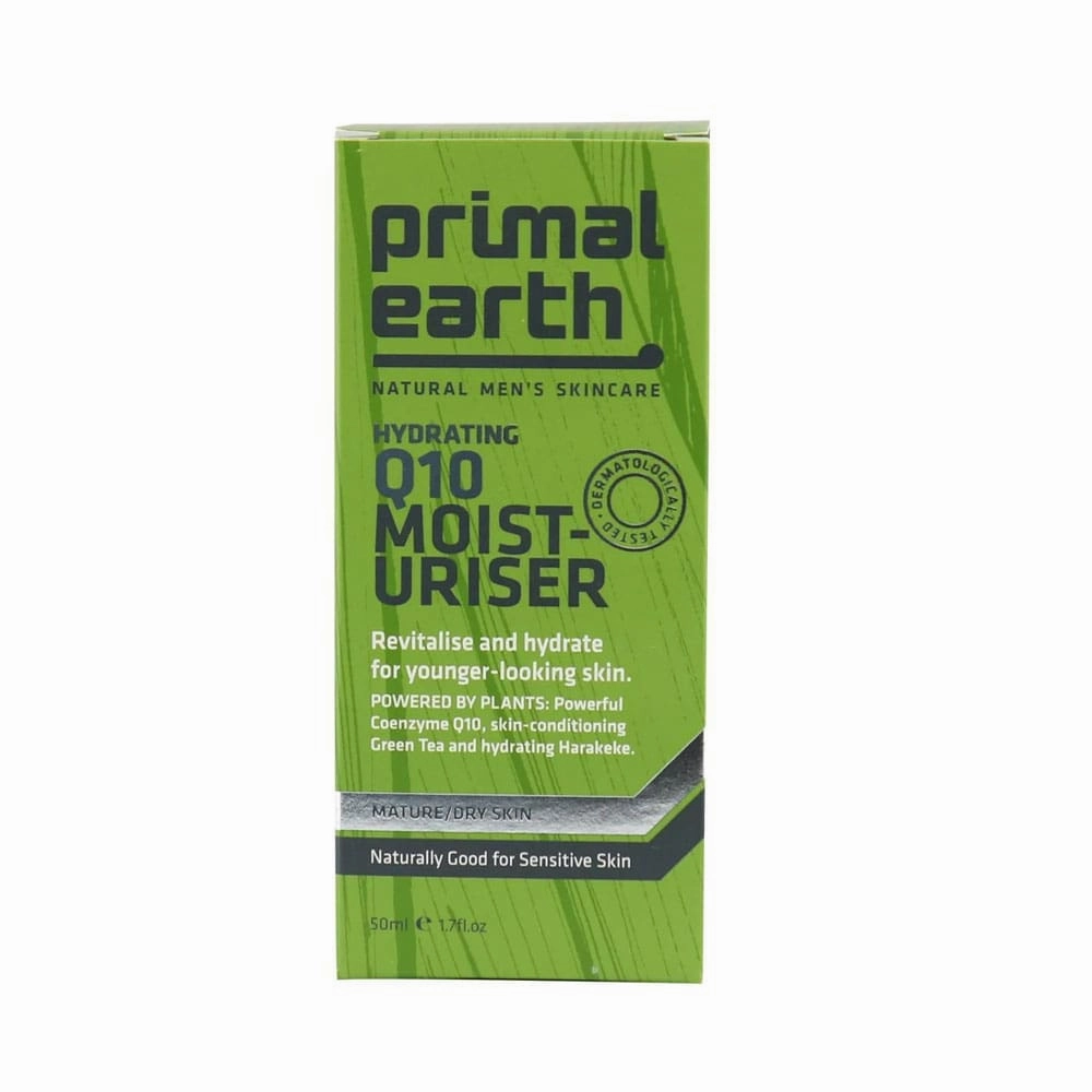 Primal Earth Moisturiser Natural Men's Skincare Hydrating Q10 50ml