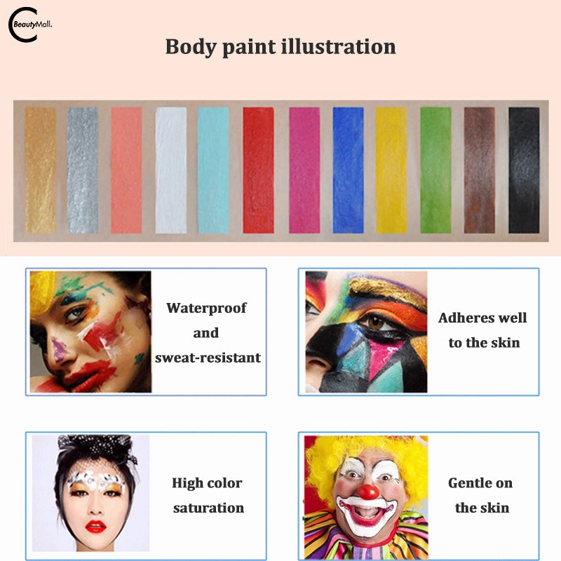 RED & BLACK 12-Color Face Paint Palette