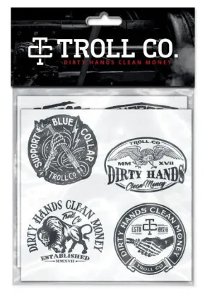 Troll Co. Clear Throwback Hard Hat Stickers 9-Pack