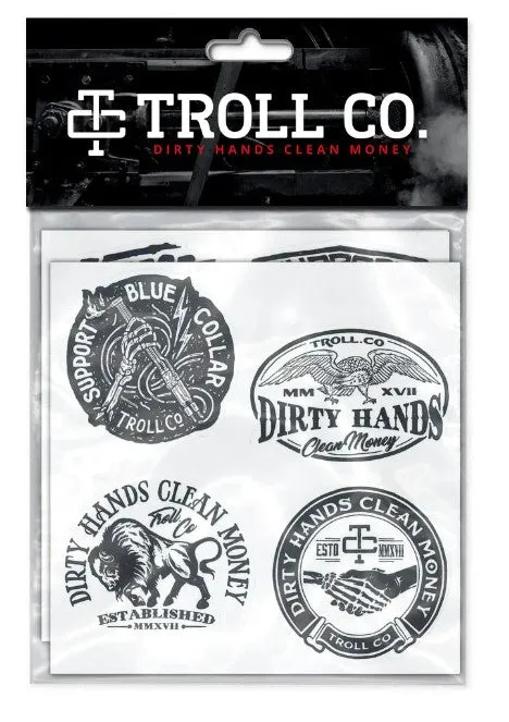 Troll Co. Clear Throwback Hard Hat Stickers 9-Pack