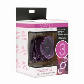 Wand Essentials Thunder-Gasm 3 In 1 Silicone Wand Attachment. Purple
